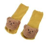 Oxxggkao Chaussettes d'hiver antidérapantes pour bébé - Motif ours - Épais et chaud - Pour apprendre à marcher - Élasticité - Bouche lâche, jaune, Taille unique