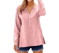 Oxxggkao Chemise décontractée à manches 3/4 et col en V pour femme, G, S