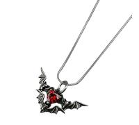 Oxxggkao Collier avec pendentif aile chauve-souris gothique pour elle et lui - Noir et rouge, One Size, Comme décrit, Comme décrit.
