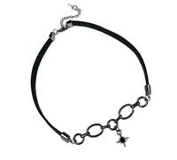 Oxxggkao Collier avec pendentif en forme d'étoile punk réglable et léger - Chaîne noire - Pour un usage quotidien - Accessoire de fête en cuir