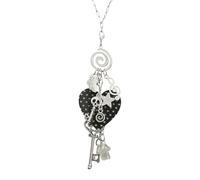 Oxxggkao Collier avec pendentif original artisanal avec cœur à pois, étoile et tête de mort, collier à breloques
