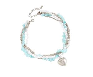 Oxxggkao Collier de perles d'imitation avec cœurs bleus complexes Idéal pour les soirées et porter des bijoux en perles de cristal, One Size, Comme décrit, Comme décrit.