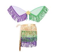 Oxxggkao Costume d'aile de papillon à paillettes pour cosplay, fée, Halloween, ange, princesses, spectacles, enfants, adultes, paillettes, Violet/vert/doré, taille unique