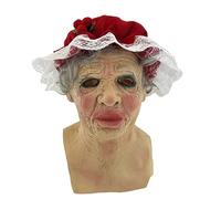 Oxxggkao Costume de Père Noël intégral en latex avec bonnet de Père Noël rouge et barbe pour fête du Nouvel An