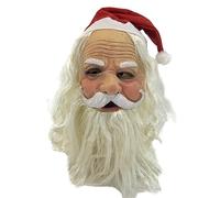 Oxxggkao Costume de Père Noël intégral en latex avec bonnet de Père Noël rouge et barbe pour fête du Nouvel An