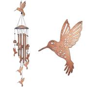 Oxxggkao Décoration murale en métal motif papillon - Décoration murale unique à suspendre pour cour intérieure - Installation apaisante - Carillon éolien solaire simple pour l'extérieur