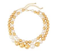 Oxxggkao Élégant collier de perles dorées et blanches en alliage de zinc, accessoire idéal pour améliorer les tenues en alliage de zinc, accessoire idéal pour l'amélioration des tenues, One Size