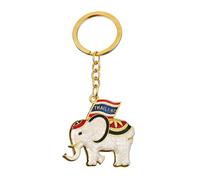 Oxxggkao Élégant porte-clés éléphant miniature tenant un drapeau pour accessoires quotidiens élégant souvenir de voyage joli porte-clés éléphant, blanc, taille unique