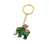 Oxxggkao Élégant porte-clés éléphant miniature tenant un drapeau pour accessoires quotidiens élégant souvenir de voyage porte-clés éléphant unique, Vert, taille unique