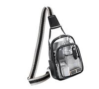 Oxxggkao Élégant sac de poitrine transparent unisexe convertible en bandoulière ou sac à bandoulière pour événement, mode PVC, pour un usage quotidien, bandoulière transparente, Noir