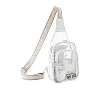 Oxxggkao Élégant sac de poitrine transparent unisexe convertible en bandoulière ou sac à bandoulière pour événement, mode PVC, pour un usage quotidien, bandoulière transparente, blanc