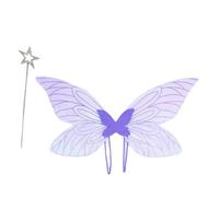 Oxxggkao Ensemble aile de papillon et baguette étoilée pour fille, cosplay, fête, Halloween, Noël, anniversaire, Halloween, cosplay, aile lumineuse, violet, taille unique