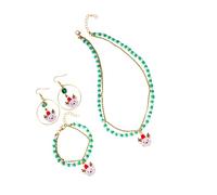 Oxxggkao Ensemble collier et boucles d'oreilles de Noël fabriqués à la main avec des perles Millefiori durables pour les fêtes de fin d'année, accessoires de fête de Noël légers, One Size, Comme