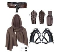 Oxxggkao Ensemble complet de tenue de chevalier médiéval comprenant des armures d'épaule en similicuir et des accessoires pour les reconstitutions historiques du costume de chevalier médiéval