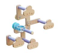 Oxxggkao Ensemble de jouets pour oiseaux en bois naturel avec support de jeu et corde pour l'assemblage et l'interaction sociale entre plusieurs perchoirs en coton pour animaux de compagnie