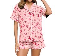 Oxxggkao Ensemble de pyjama deux pièces en soie à manches courtes avec poches pour femmes - Ensemble de pyjama deux pièces en soie à manches courtes avec poches, Rr, XXX-Large