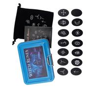 Oxxggkao Ensemble de symboles sculptés à la main en bois avec sac de rangement pour divinations, méditations et jeux de table