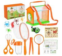 Oxxggkao Ensemble d'exploration pour enfants pour petits aventuriers comprenant une boîte d'observation pratique et un attrape-gogga en filet papillon pour enfants