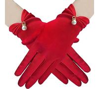 Oxxggkao Gants luxueux en satin pour événement formel élégant mariage mariée femme main de mariage diverses occasions fête, Rouge, taille unique