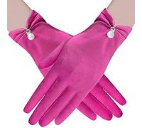 Oxxggkao Gants luxueux en satin pour événement formel élégant mariage mariée femme main de mariage diverses occasions fête, rose rouge, taille unique