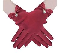 Oxxggkao Gants luxueux en satin pour événement formel élégant mariage mariée femme main de mariage diverses occasions fête, rouge vin, taille unique