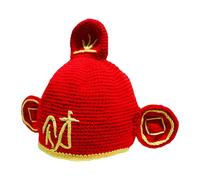 Oxxggkao God Of Wealth Chapeau pour les fêtes de fin d'année en tricot pour les événements familiaux et les amateurs de culture, chapeau pour parents et enfants