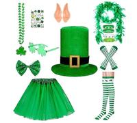 Oxxggkao Homburg Jupe Leprechaun Chapeau haut-de-forme vert bas vert pour garçon, homme, club, accessoires de vacances irlandais, chapeau de leprechaun pour fille et femme, a, taille unique