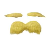 Oxxggkao Kit de fausse moustache et sourcils adhésifs fantaisie réalistes pour Halloween Cosplay Costume pour adultes Jaune, Homme barbu au curcuma, taille unique