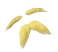 Oxxggkao Kit de fausse moustache et sourcils adhésifs fantaisie réalistes pour Halloween Cosplay Costume pour adultes Jaune, Moustache au curcuma, taille unique