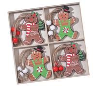 Oxxggkao Lot de 12 décorations de Noël en bois à suspendre avec 4 motifs pour arbre de Noël