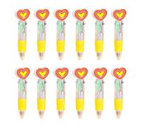 Oxxggkao Lot de 12 stylos à bille multicolores en forme de cœur 4 couleurs en 1 pour enfant, Saint-Valentin, échange de cadeaux, prise de notes, journal intime, stylos de Saint-Valentin pour enfants