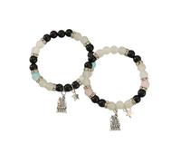 Oxxggkao Lot de 2 bracelets élastiques élégants - Longueur réglable - Perles en verre multicolores - Accessoires de relation de bijoux, taille unique, comme décrit