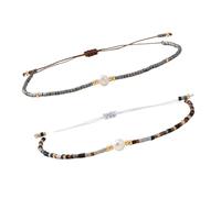 Oxxggkao Lot de 2 bracelets tressés avec perles et fermeture réglable - Accessoires élégants tissés à la main, One Size, Comme décrit