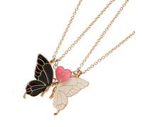 Oxxggkao Lot de 2 colliers assortis avec pendentif papillon et chaîne clavicule avec effet phosphorescent, One Size, Métal, Pas de pierre précieuse