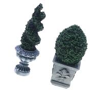 Oxxggkao Lot de 2 pots de fleurs en résine verte pour maison de poupée, accessoires de décoration réaliste, accessoires de décoration de maison de poupée, plante miniature en pot
