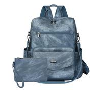 Oxxggkao Lot de 2 sacs à dos en cuir synthétique pour femmes, sacs à bandoulière pour femmes, sacs à main de travail, sacs à main de voyage avec sacs à dos pour femmes, bleu