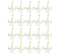 Oxxggkao Lot de 20 hameçons doubles d'aide à la pêche - Lente et rapide - Jigs clignotants - Danse - Accessoires durables