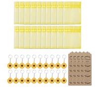 Oxxggkao Lot de 20 porte-clés en organza avec étiquettes de remerciement, invités, retour d'invités, tournesol pour femme