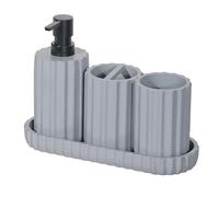 Oxxggkao Lot de 4 accessoires de salle de bain élégants avec porte-brosse à dents, distributeurs de savon, plateau, gobelets, organiseurs de comptoir