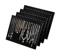 Oxxggkao Lot de 4 supports de colliers 17 crochets par support incliné en polyester compact pour la maison, la vente au détail - Présentoir à bijoux avec crochets