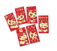 Oxxggkao Lot de 6 enveloppes rouges de style dessin animé chevaux chinois Bonne chance bénédiction pour Nouvel An, mariage, lunaires, Nouvel An