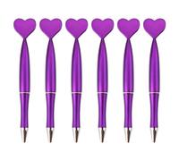 Oxxggkao Lot de 6 stylos à bille à encre noire de 1,0 mm pour journal, écriture lisse, en forme de cœur, fournitures de papeterie de mariage