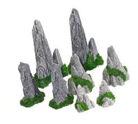 Oxxggkao Lot de 8 petites montagnes artificielles pour zones de relaxation, arbre, décoration d'intérieur et d'extérieur pour aquarium, rocher de montagne