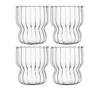 Oxxggkao Lot de verres à bière transparents en forme de tasses avec pailles, verres à café nervurés pour la cuisine