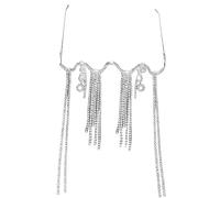Oxxggkao Lunettes de soleil élégantes avec strass et glands scintillants - Bijoux pour les fêtes - Demi-lunettes de soleil tendance, Argenté.