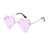 Oxxggkao Lunettes de soleil élégantes en forme de cœur sans monture pour un usage quotidien pour concerts et événements nocturnes, festivals de musique
