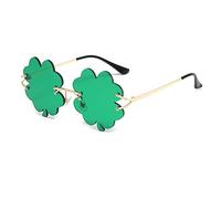 Oxxggkao Lunettes de soleil pour homme et femme - Couleur verte - Trèfles - Monture en forme de trèfle - Décoration tendance - Style hip-hop, c1