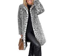 Oxxggkao Manteau en fausse fourrure doux et confortable pour femme avec col à revers et manches longues pour les aventures d'hiver en plein air, Noir , L