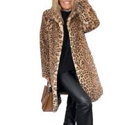 Oxxggkao Manteau en fausse fourrure doux et confortable pour femme avec col à revers et manches longues pour les aventures d'hiver en plein air, kaki, L