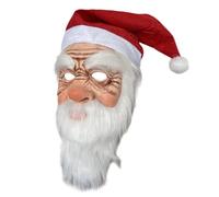 Oxxggkao Masque de Père Noël avec chapeau et barbe - Décorations de costume de Noël - Masque complet pour fête de Noël en latex